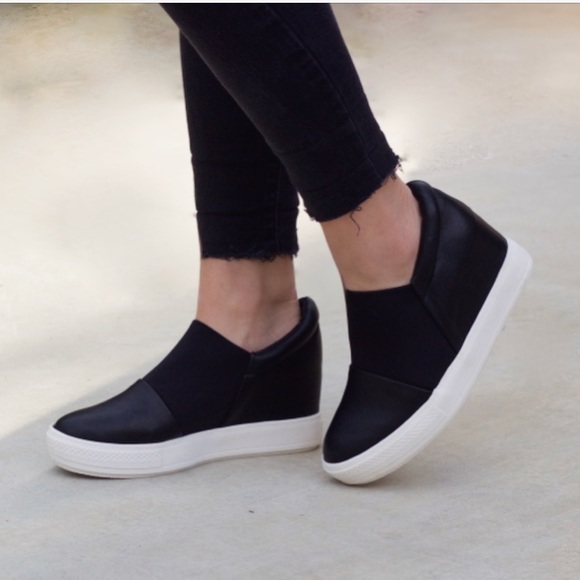 Black Wedge Sneaker - Picture 2 of 4